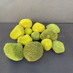 Decorative Faux Moss Stones Set Green Farmhouse Terrarium Bowl Decor